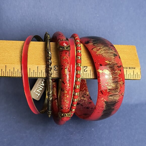 Exquisite Set Of 6 Red Bangle Bracelet Fashion For Woman Casual - Picture 3 of 4